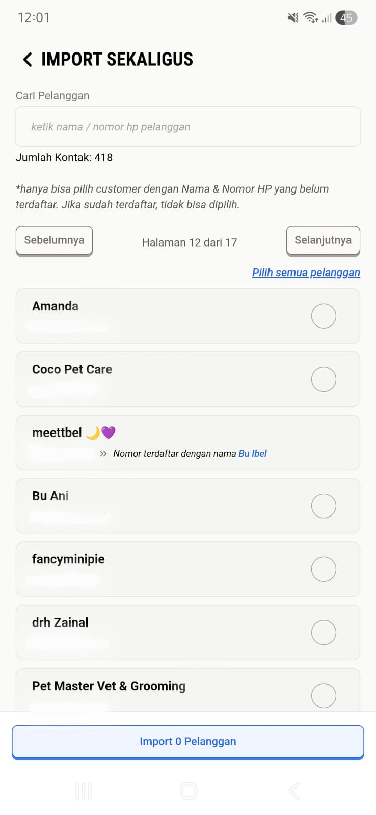 Pilih Kontak Sekaligus